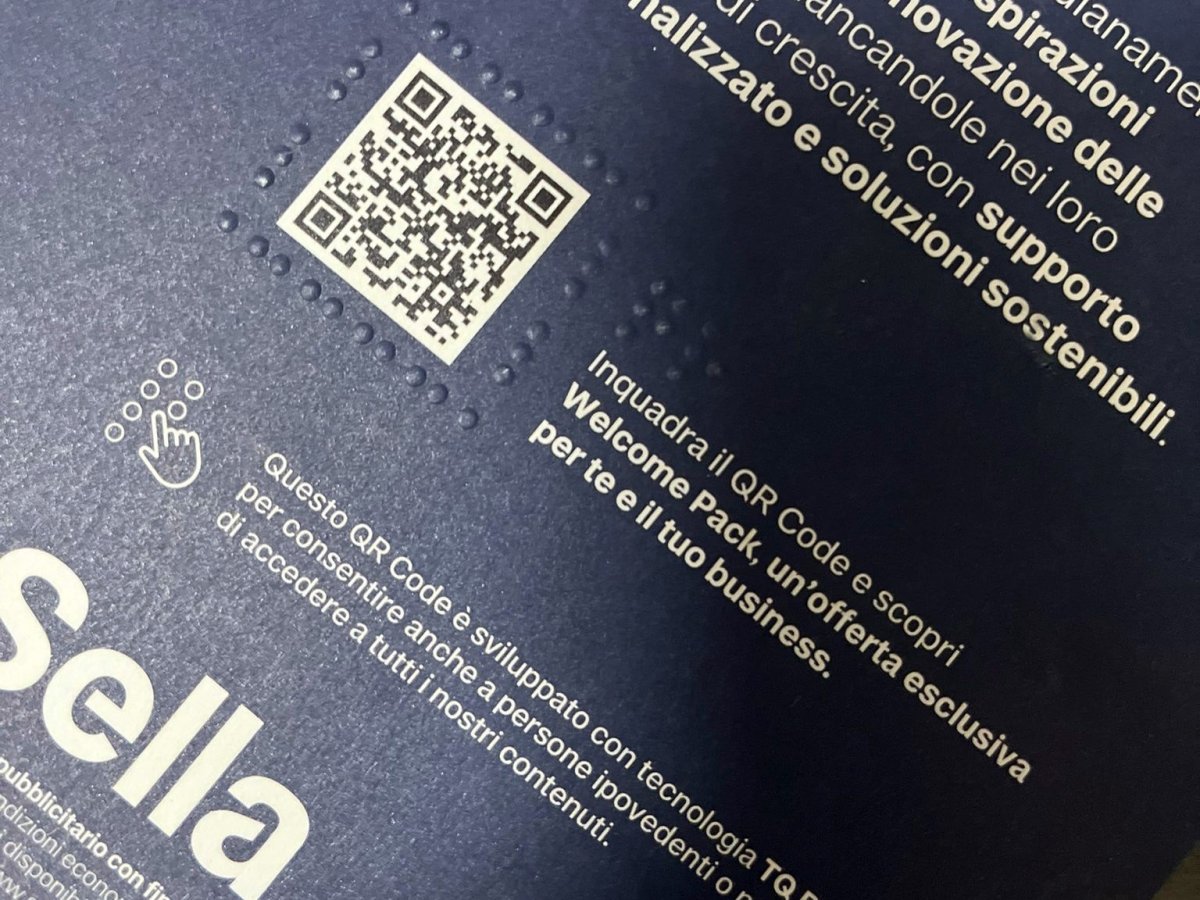 Green Retail  - Banca Sella prima in Europa a usare TQ Braille con QR Code per persone non vedenti 