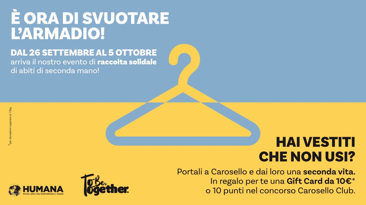 Green Retail  - Humana Tour al Centro Commerciale Carosello: raccolta di abiti usati e premi 