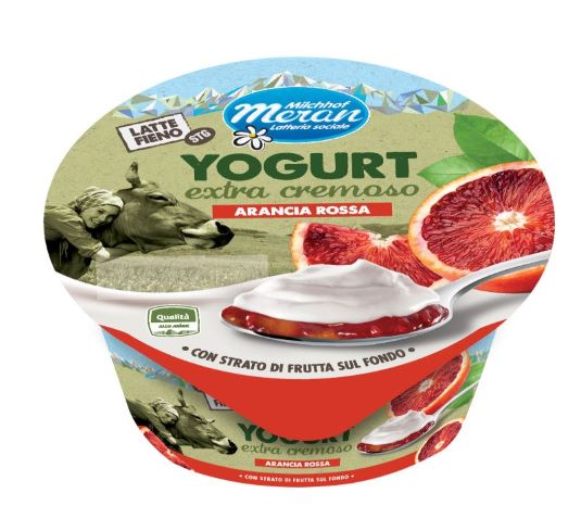 Green Retail  - Yogurt intero extra cremoso latte fieno di Latteria Merano: arriva il gusto arancia rossa 