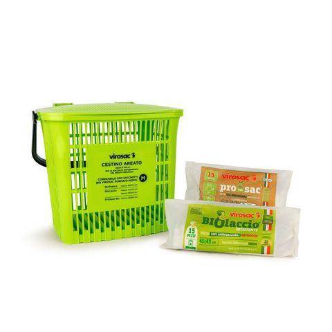 Green Retail  - Virosac: il kit sacchetti 100% biodegradabili e compostabili con cestino pratico e amico dell'ambiente 