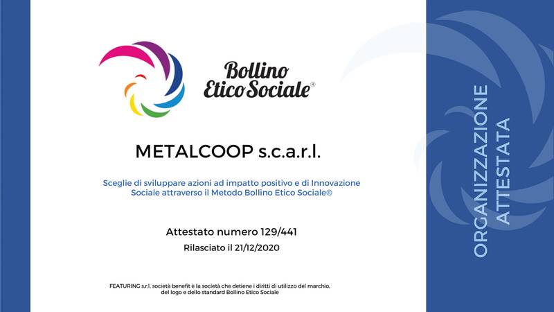 Green Retail  - Metalcoop attestata secondo lo Standard Bollino Etico 