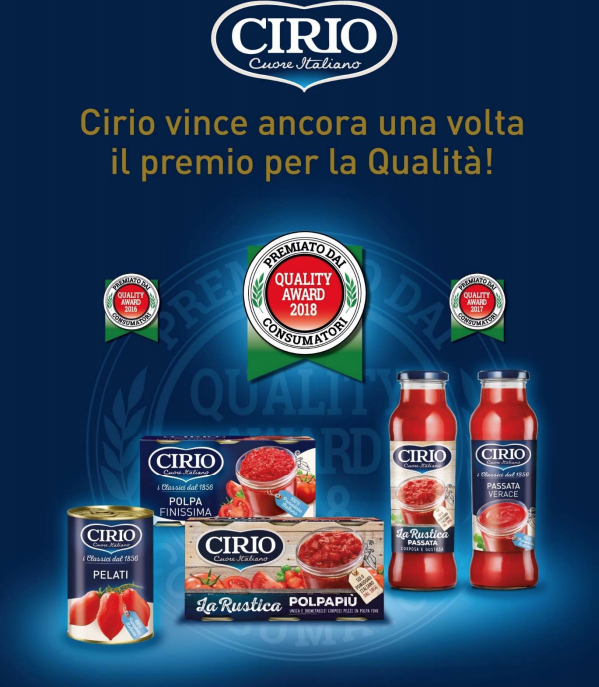 Green Retail  - Ai pomodori Cirio il premio Quality Award 2018 