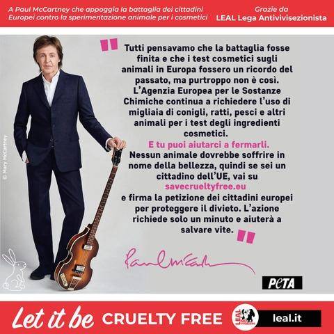 Green Retail  - Paul McCartney testimonial della campagna "save cruelty free cosmetics" 