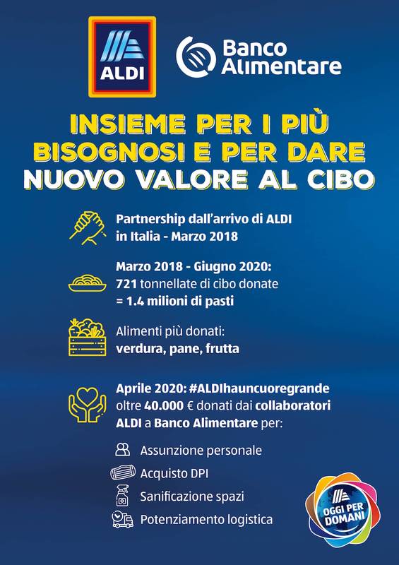 Green Retail  - Aldi prosegue il suo impegno nel sociale e risponde all’appello di Banco Alimentare  