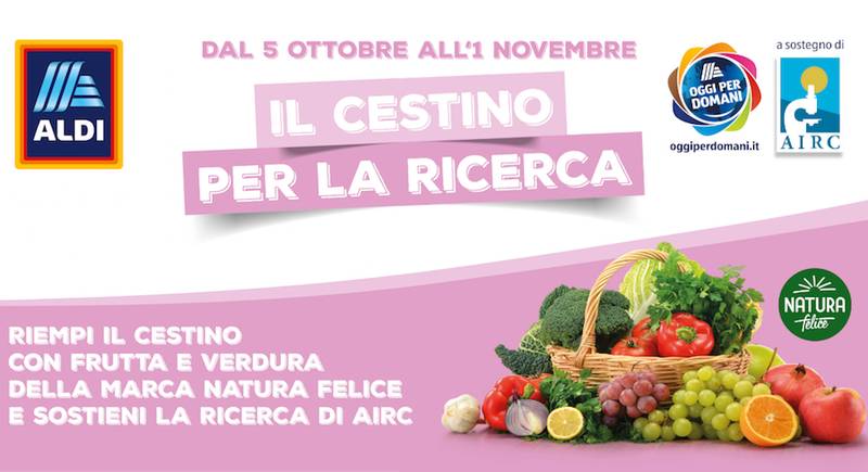 Green Retail  - Il Cestino per la Ricerca di Aldi sostiene la campagna Nastro Rosa Airc 