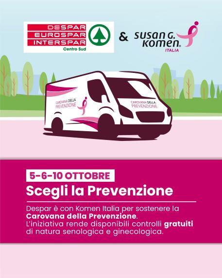 Despar Centro-Sud con Komen Italia per promuovere "La Carovana della Prevenzione"