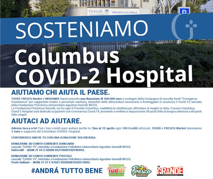 Green Retail  - Donazione a sostegno del Columbus Covid-2 Hospital 