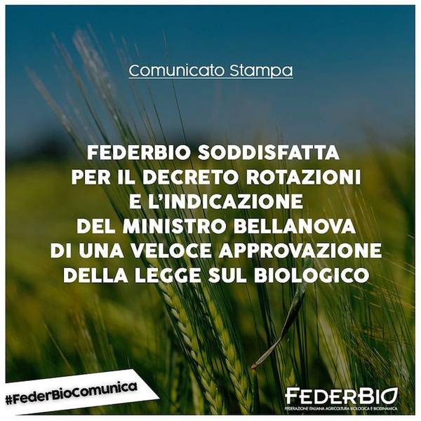 Green Retail  - FederBio soddisfatta per il decreto Rotazioni e l’indicazione del Ministro Bellanova di una veloce approvazione della legge sul biologico 